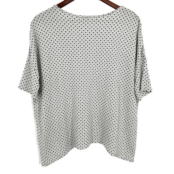 Habitat Sz Medium Super Stretchy Wearable Art Black White Blouse Shirt Top Cozy - Picture 7 of 7